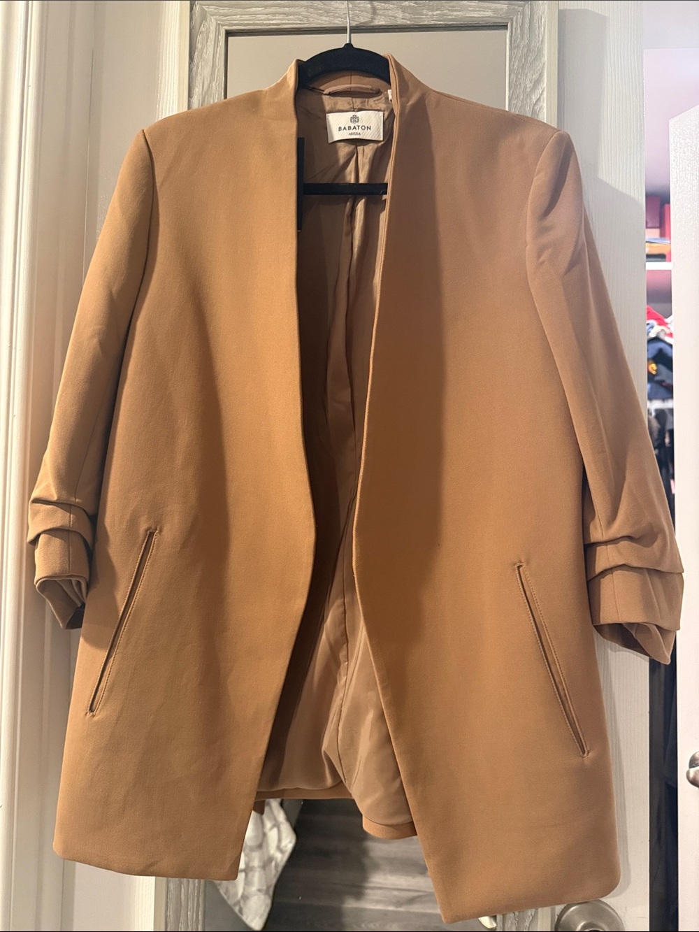 Aritzia Camel Open-Front Blazer